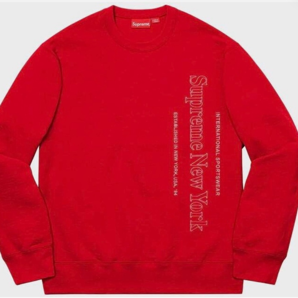 Supreme Red Side Logo Crewneck Sweatshirt Men’s M Authentic Streetwear
